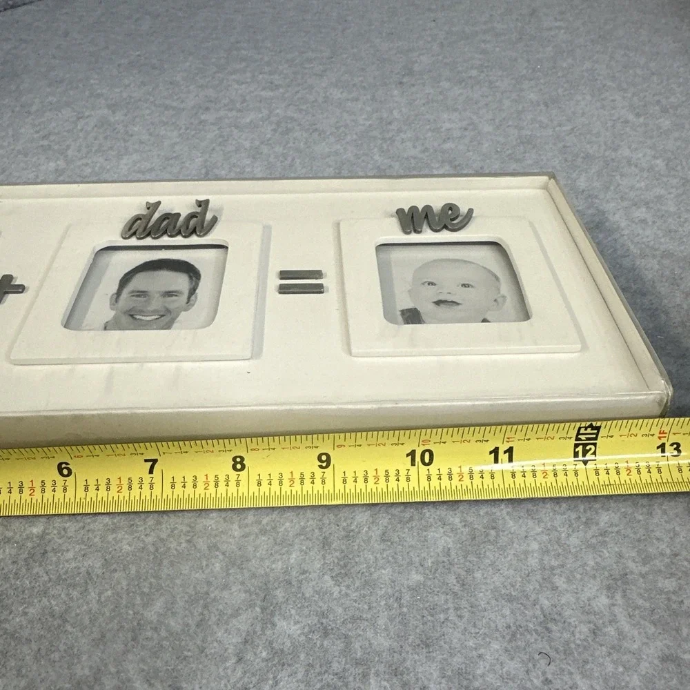 Mudpie Mom + Dad = Me Triple White Photo Frame 13